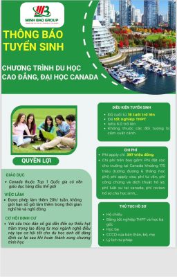 THÔNG BÁO TUYỂN SINH CHƯƠNG TRÌNH CAO ĐẲNG, ĐẠI HỌC CANADA