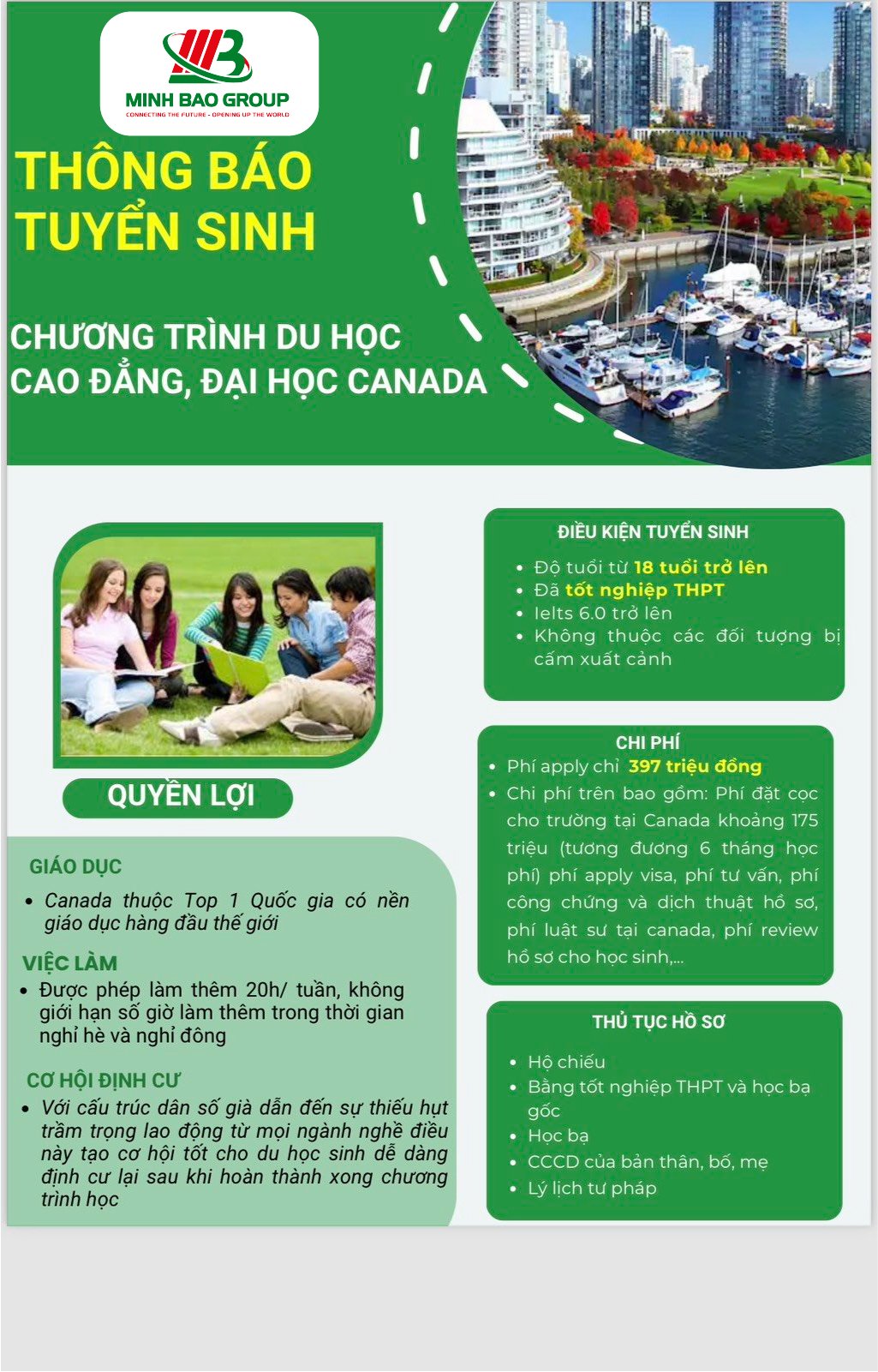 THÔNG BÁO TUYỂN SINH CHƯƠNG TRÌNH CAO ĐẲNG, ĐẠI HỌC CANADA