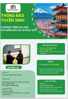 THÔNG BÁO TUYỂN SINH CHƯƠNG TRÌNH DU HỌC HỌC BỔNG BẢO VỆ TẠI NHẬT BẢN