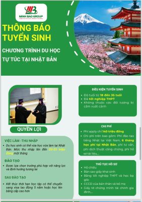 THÔNG BÁO TUYỂN SINH CHƯƠNG TRÌNH DU HỌC TỰ TÚC TẠI NHẬT BẢN