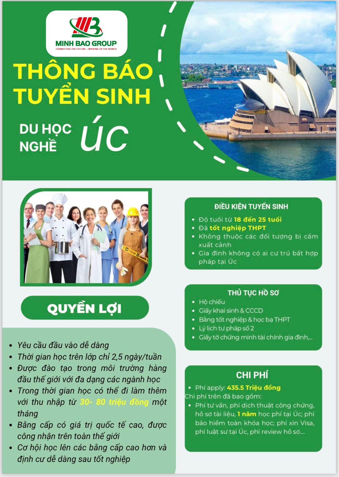 THÔNG BÁO TUYỂN SINH DU HỌC NGHỀ ÚC