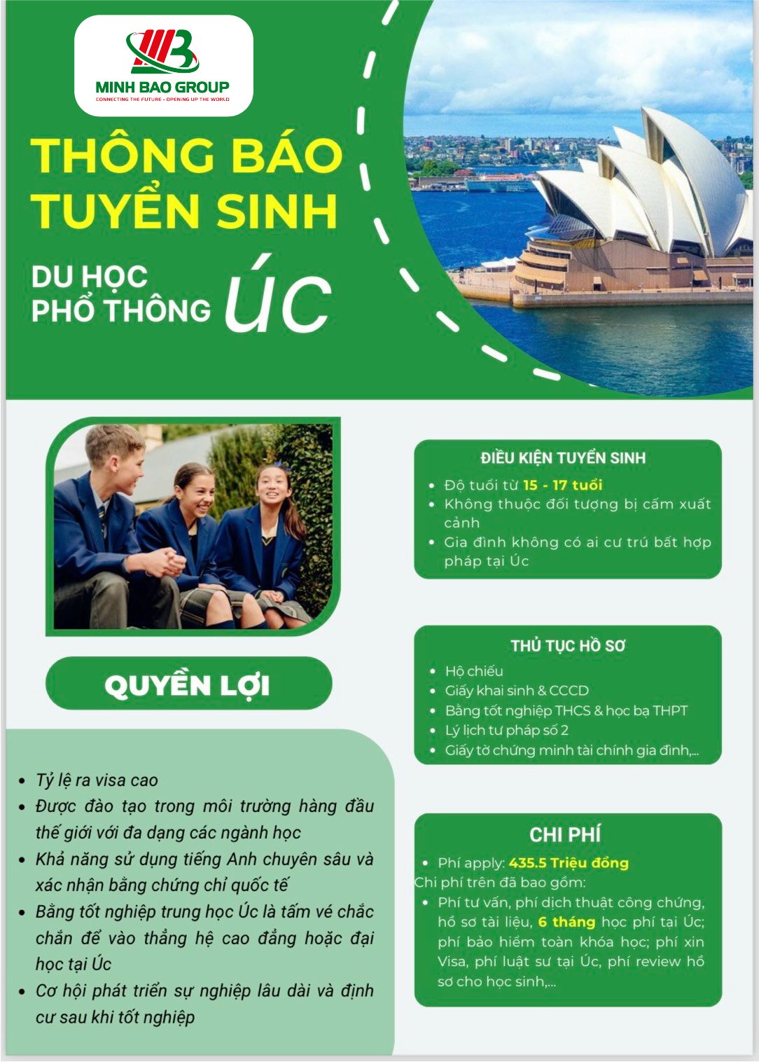 THÔNG BÁO TUYỂN SINH DU HỌC PHỔ THÔNG ÚC