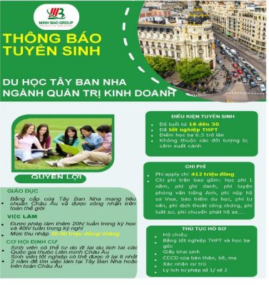 THÔNG BÁO TUYỂN SINH DU HỌC TÂY BAN NHA NGÀNH QUẢN TRỊ KINH DOANH