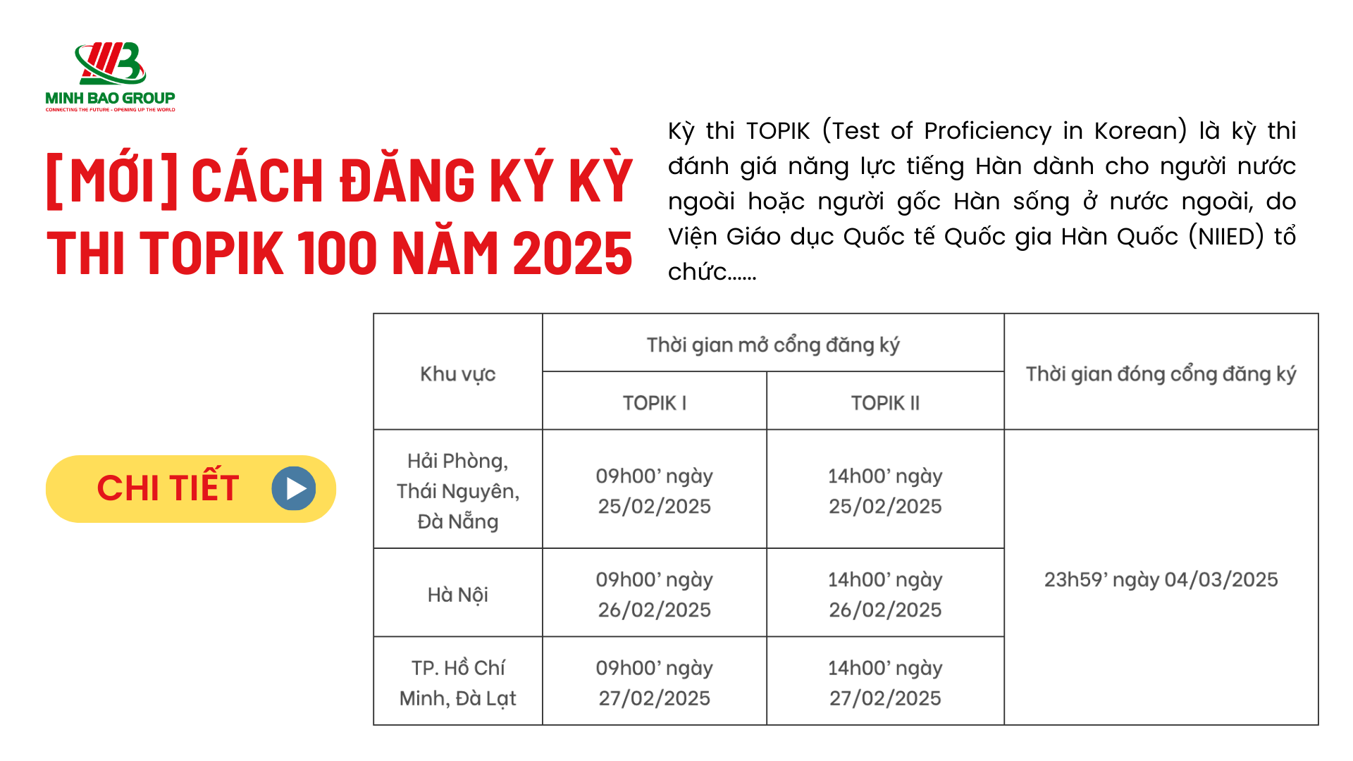 Cách đăng ký kỳ thi topik 100 năm 2025