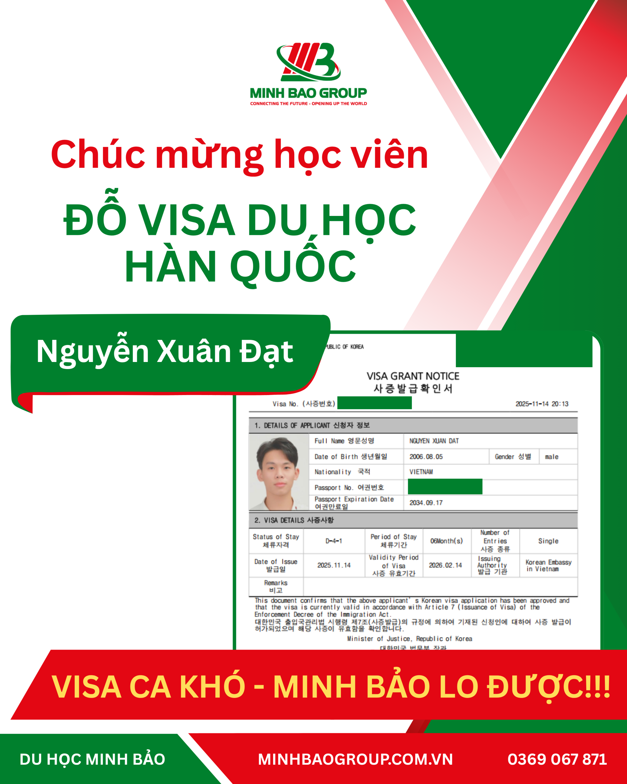 Visa ca khó của bạn Nguyễn Xuân Đạt